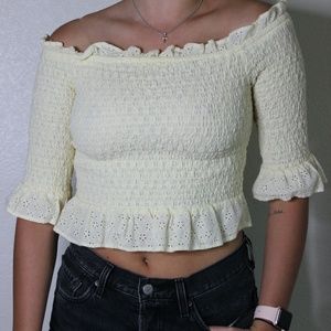 Yellow Blouse Crop Top